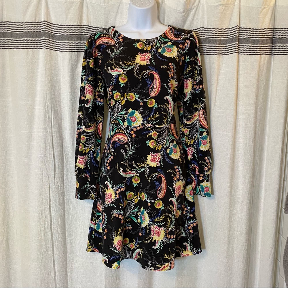 LOFT Multicolor Paisley Long-Sleeved Dress